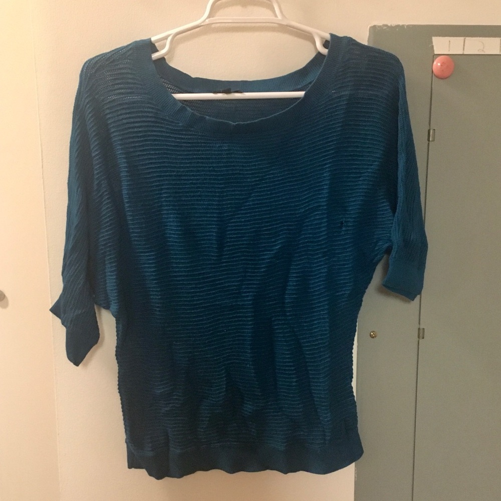 Express Blue/Green Knit Overlay Sweater